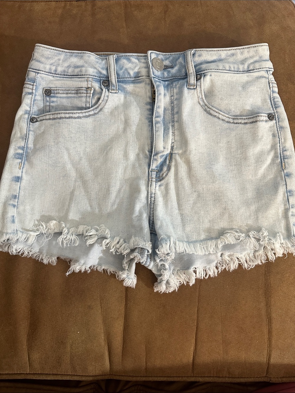 American Eagle Outfitters Light Blue Distressed Denim Shorts